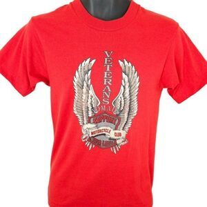 Vintage Veterans Motorcycle Club T Shirt Mens Size Small 80s 90s POW MIA Nomads